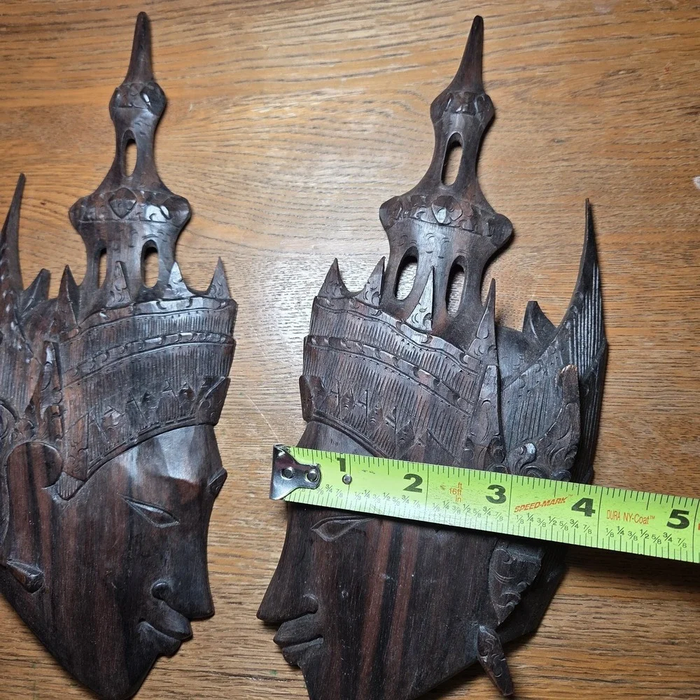 Carved Balinese Wooden‎ Royal Face Wall Masks Bali Indonesia Decor